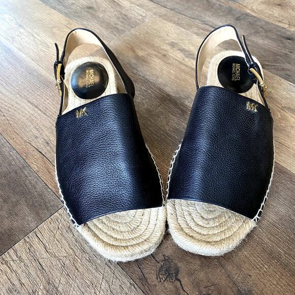 Michael Kors Black Fisher Espadrille Flat Slingback Sandal Women's 9.5M - Picture 9 of 12